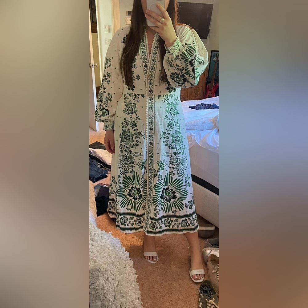 Christian Lacroix Long Sleeve Linen Blend Shirtdress L - Picture 4 of 5